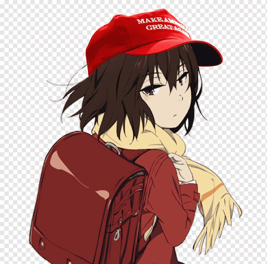 Anime Character Red Cap Backpack Wallpaper
