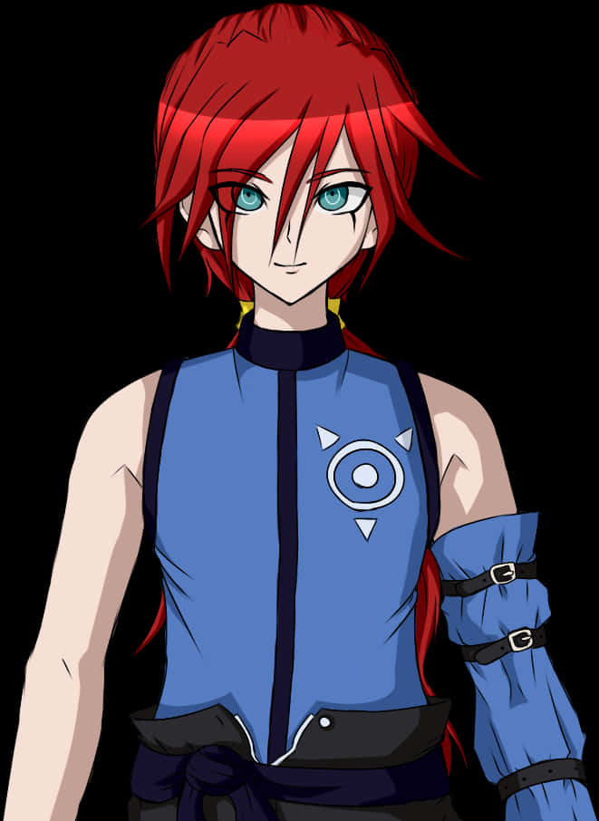 Anime Character Red Hair Blue Eyes PNG