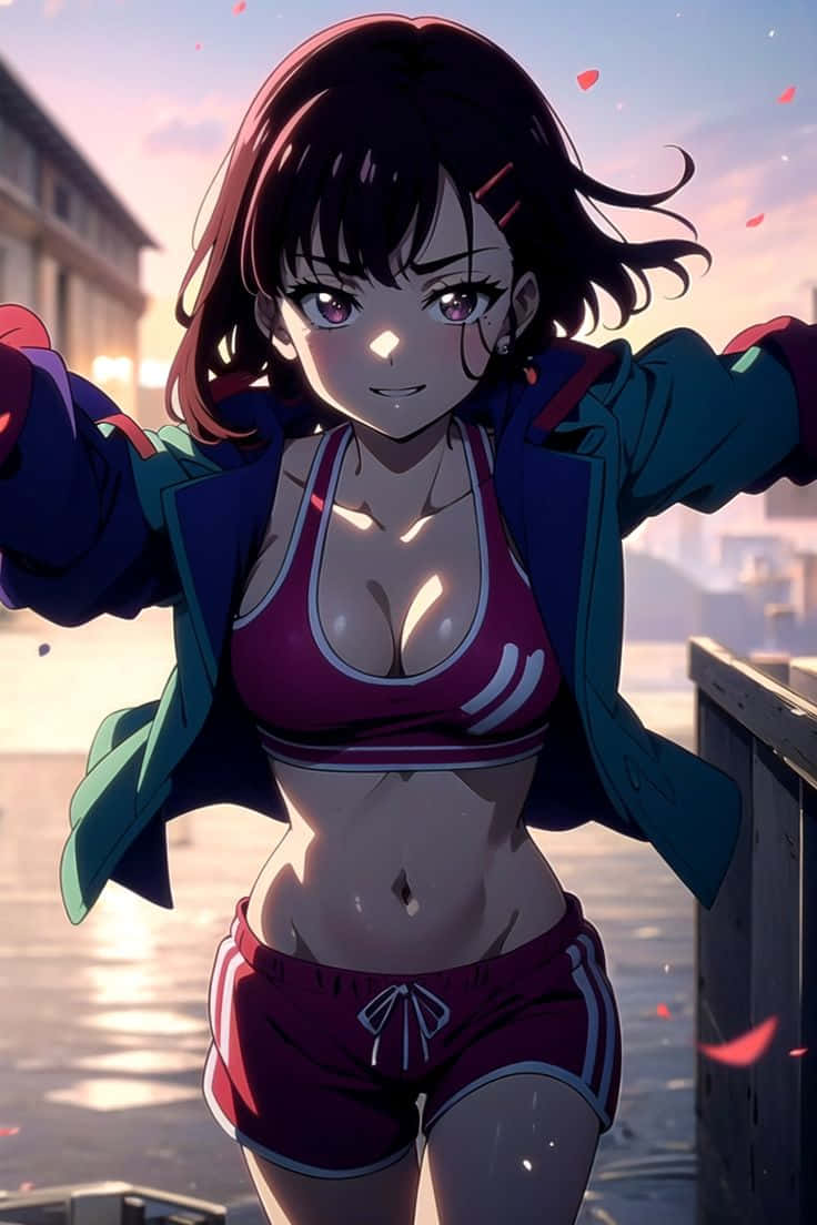 Anime Character Sunset Backdrop Wallpaper