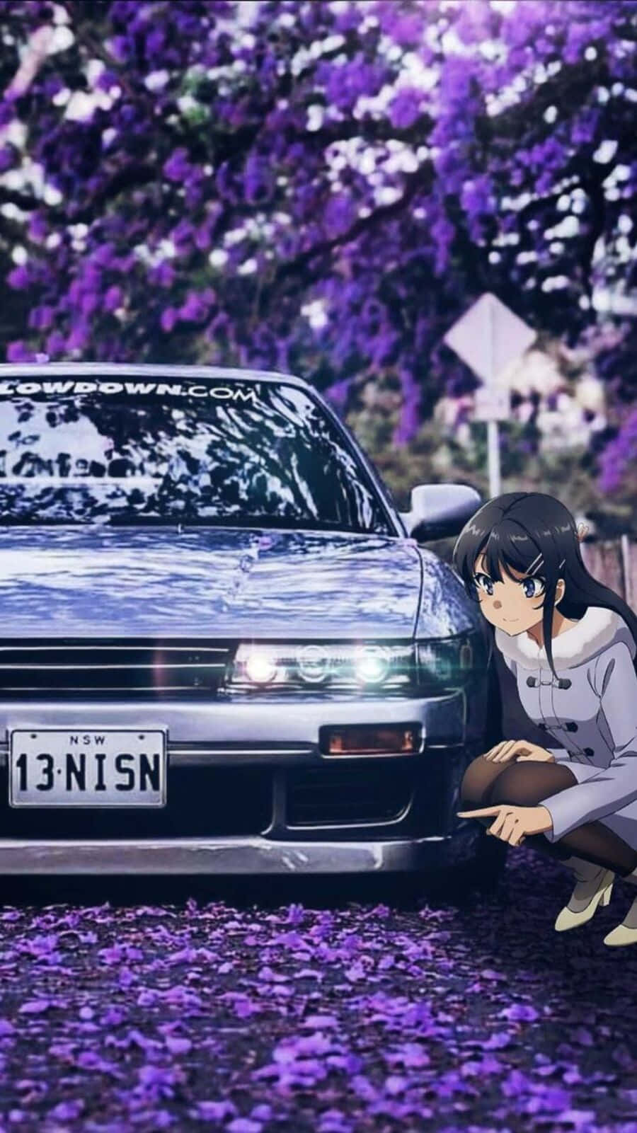 Anime Character With J D M Car Wallpaper