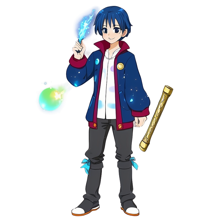 Anime Character With Magical Wand Png 06252024 PNG