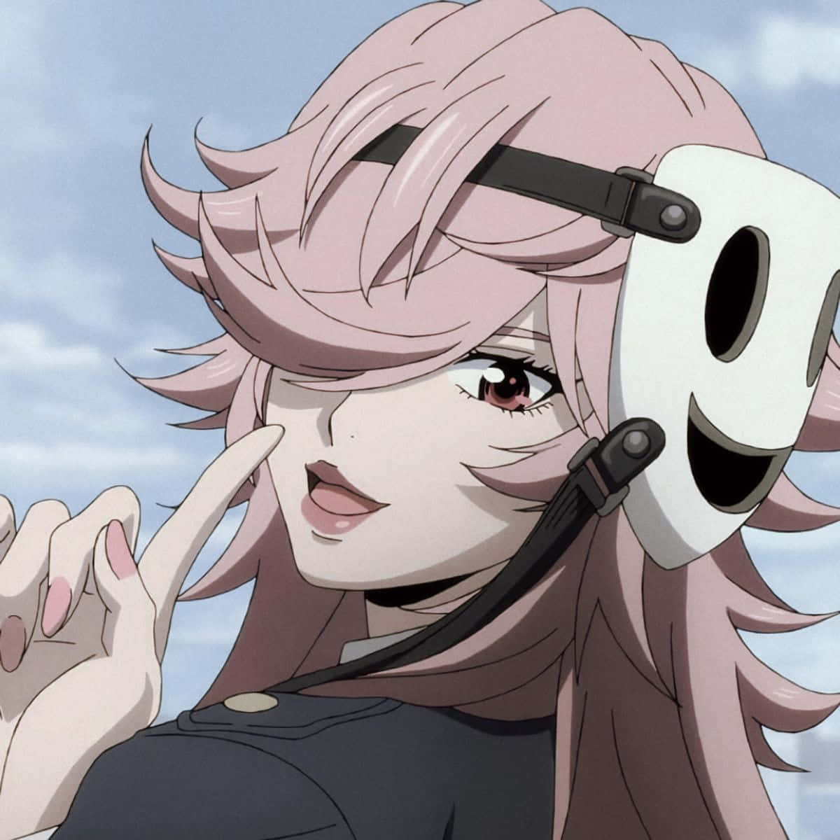 Personnage D'anime Avec Masque Et Cheveux Roses Fond d'écran