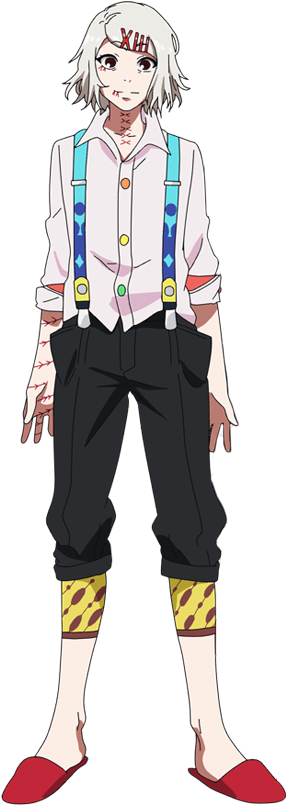 Anime Character With White Hairand Suspenders PNG