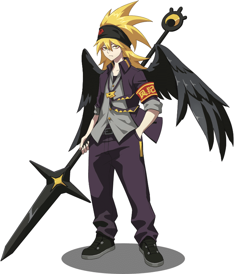 Anime Character With Wingsand Sword PNG