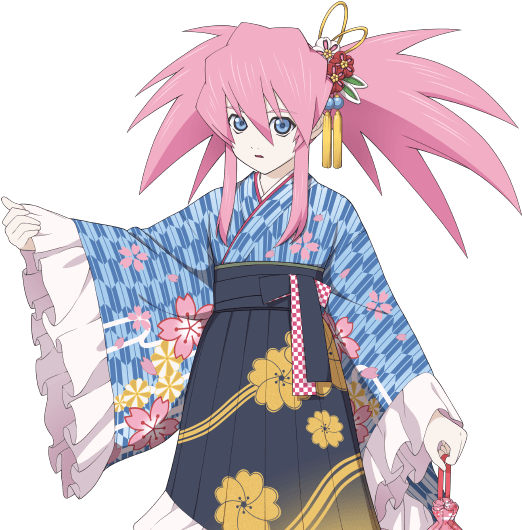 Anime Characterin Floral Kimono PNG