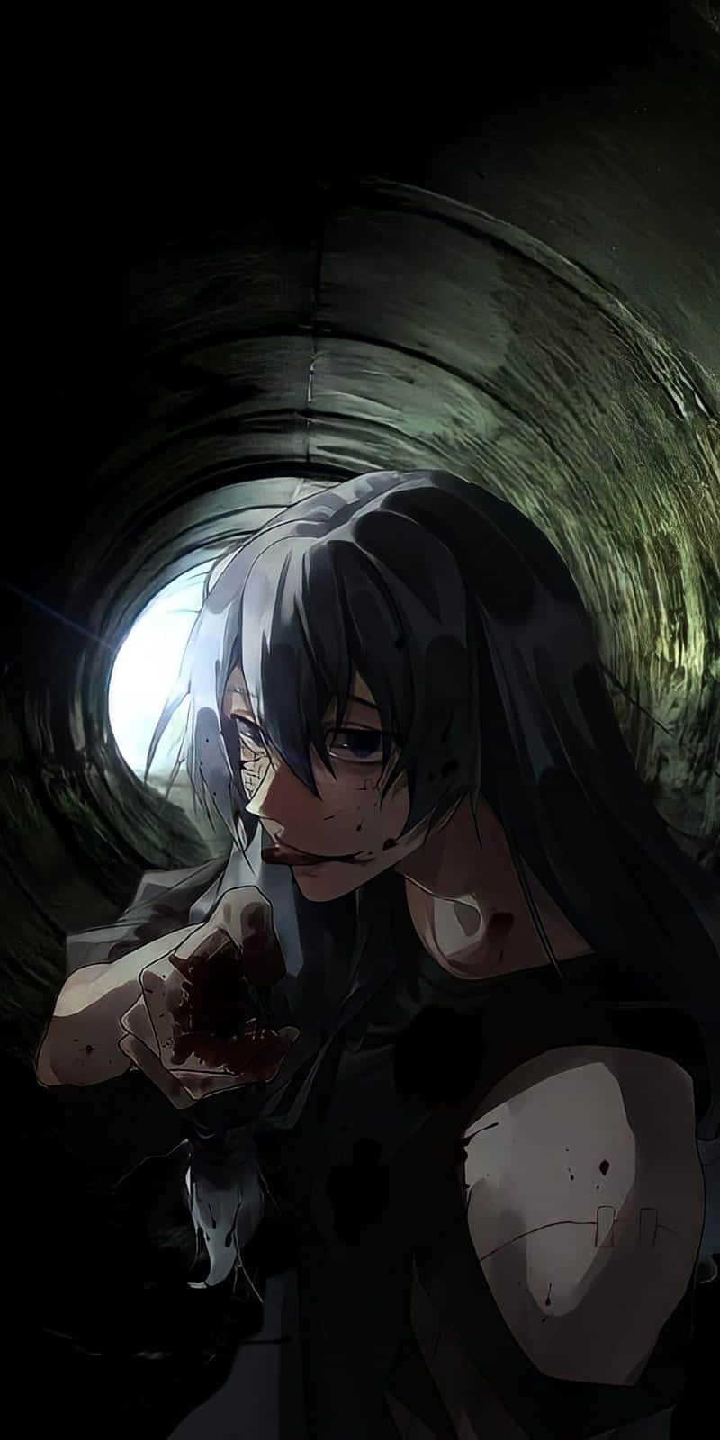 Anime Characterin Sewer Pipe Wallpaper