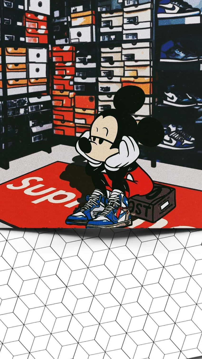 Alfombrade Mickey Mouse Con Un Dibujo De Mickey Mouse En Ella Fondo de pantalla