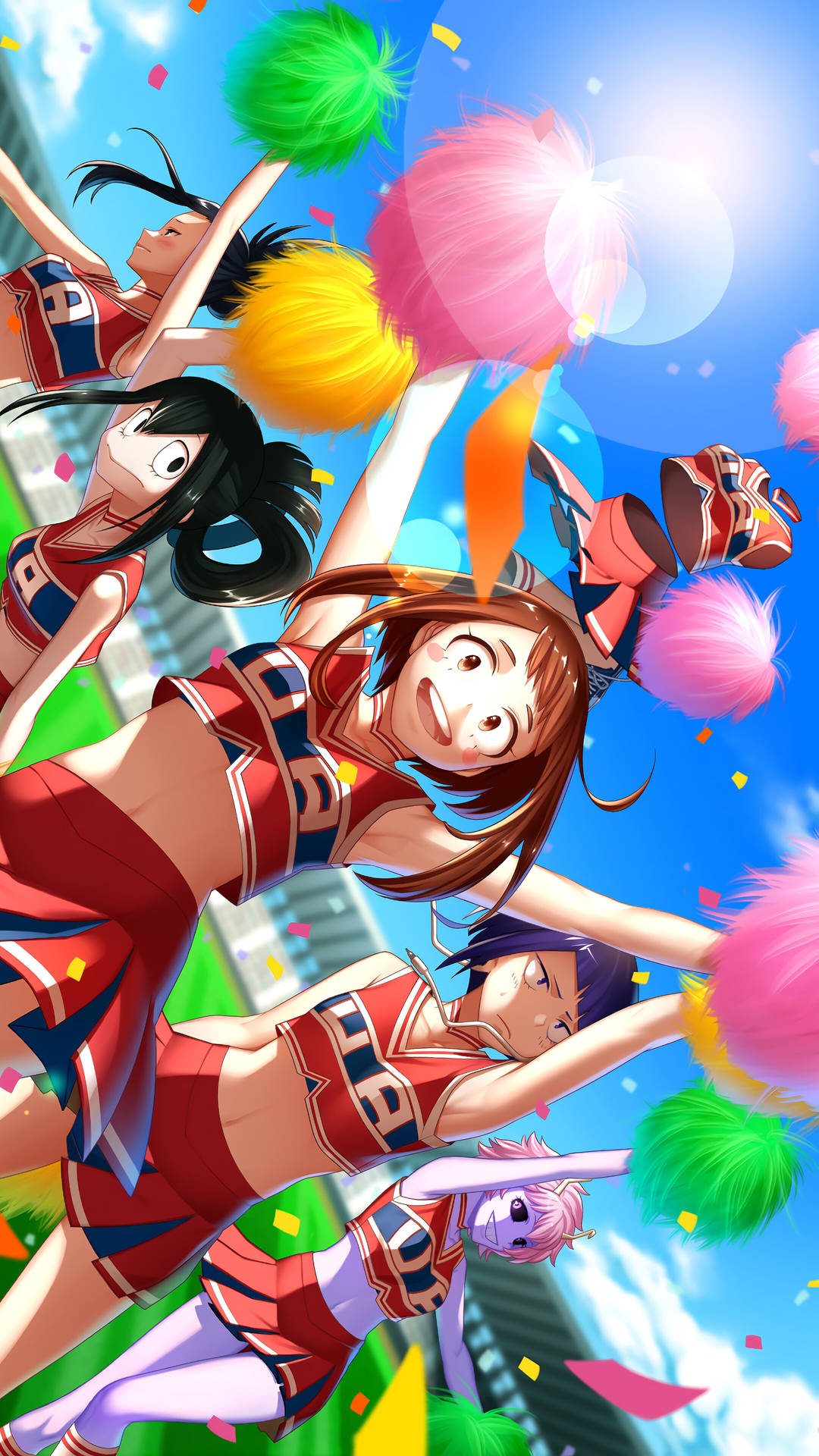 Anime Cheerleader Squad For Phone Background