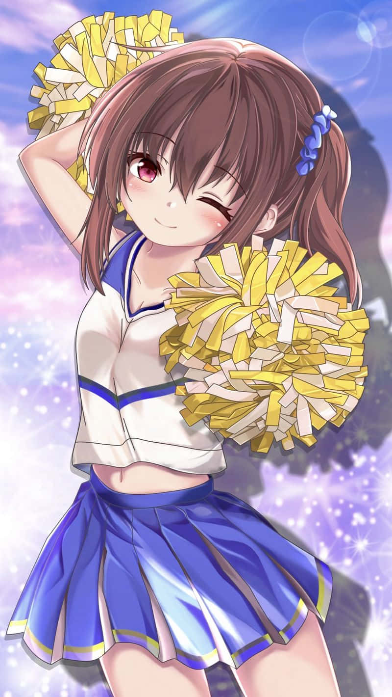 Anime Cheerleader With Pom Poms Wallpaper