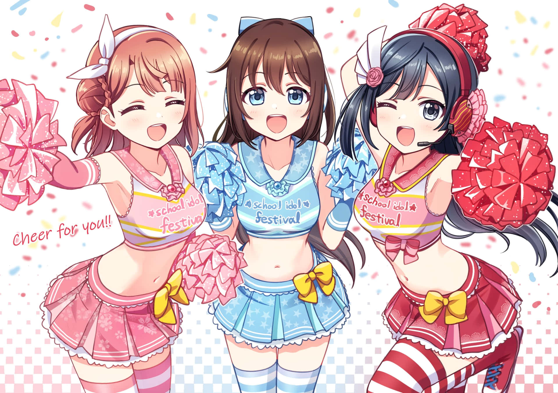 Anime Cheerleadersat School Festival Wallpaper