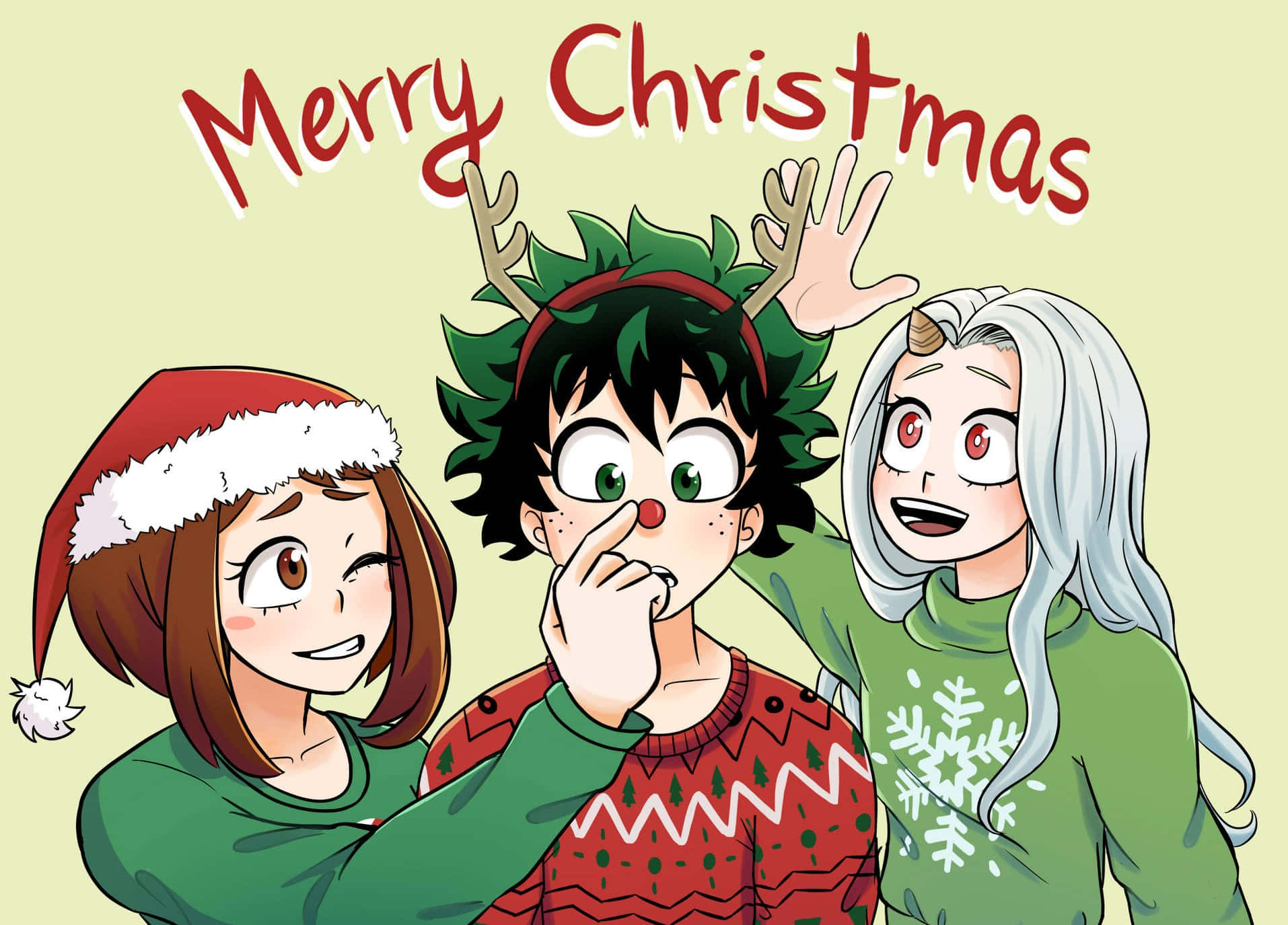 Espalheo Espírito Festivo Com Esse Animado Plano De Fundo De Natal De Anime!