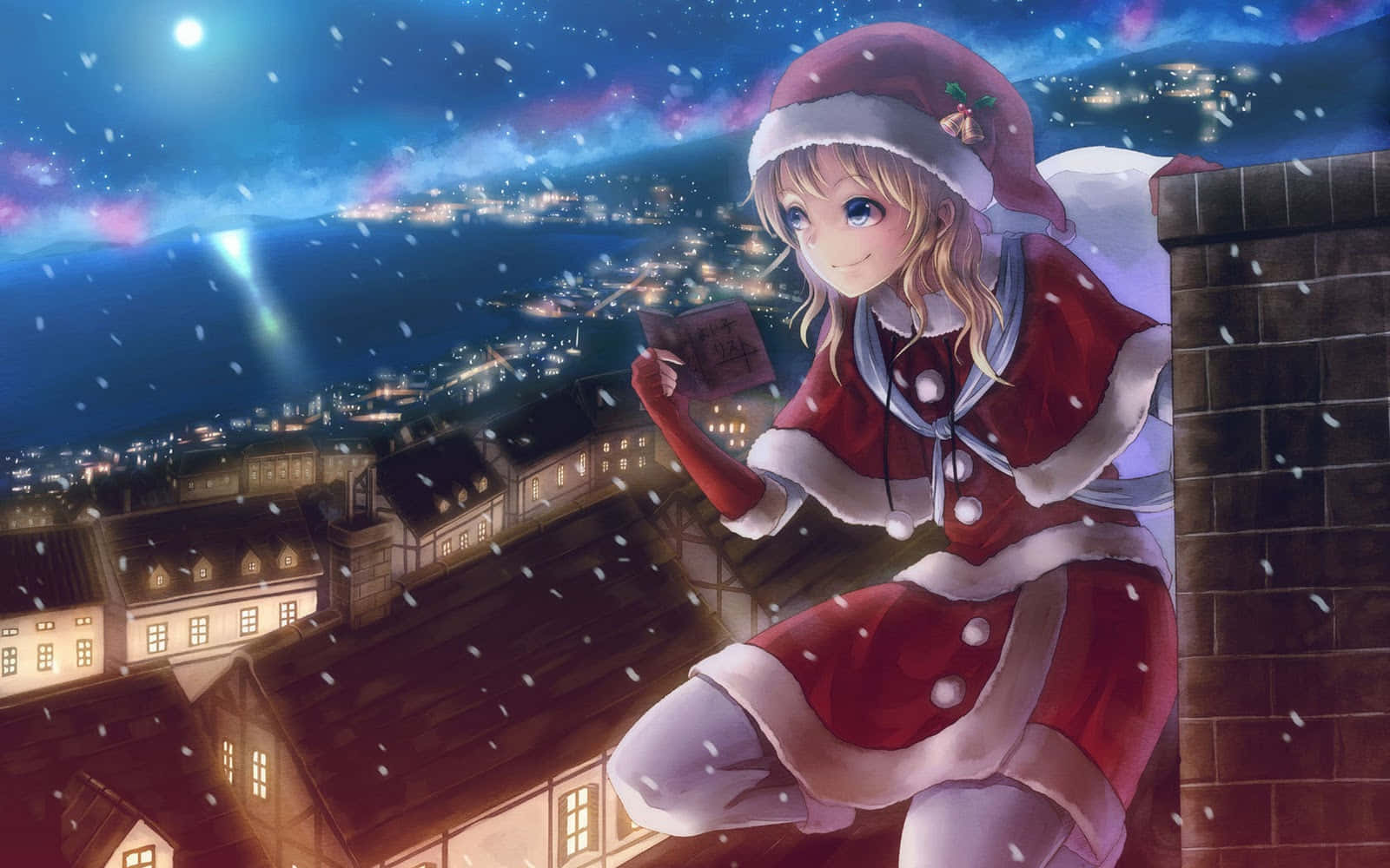 Download Get into a festive mood with this beautiful Anime Christmas  wallpaper! | Wallpapers.com