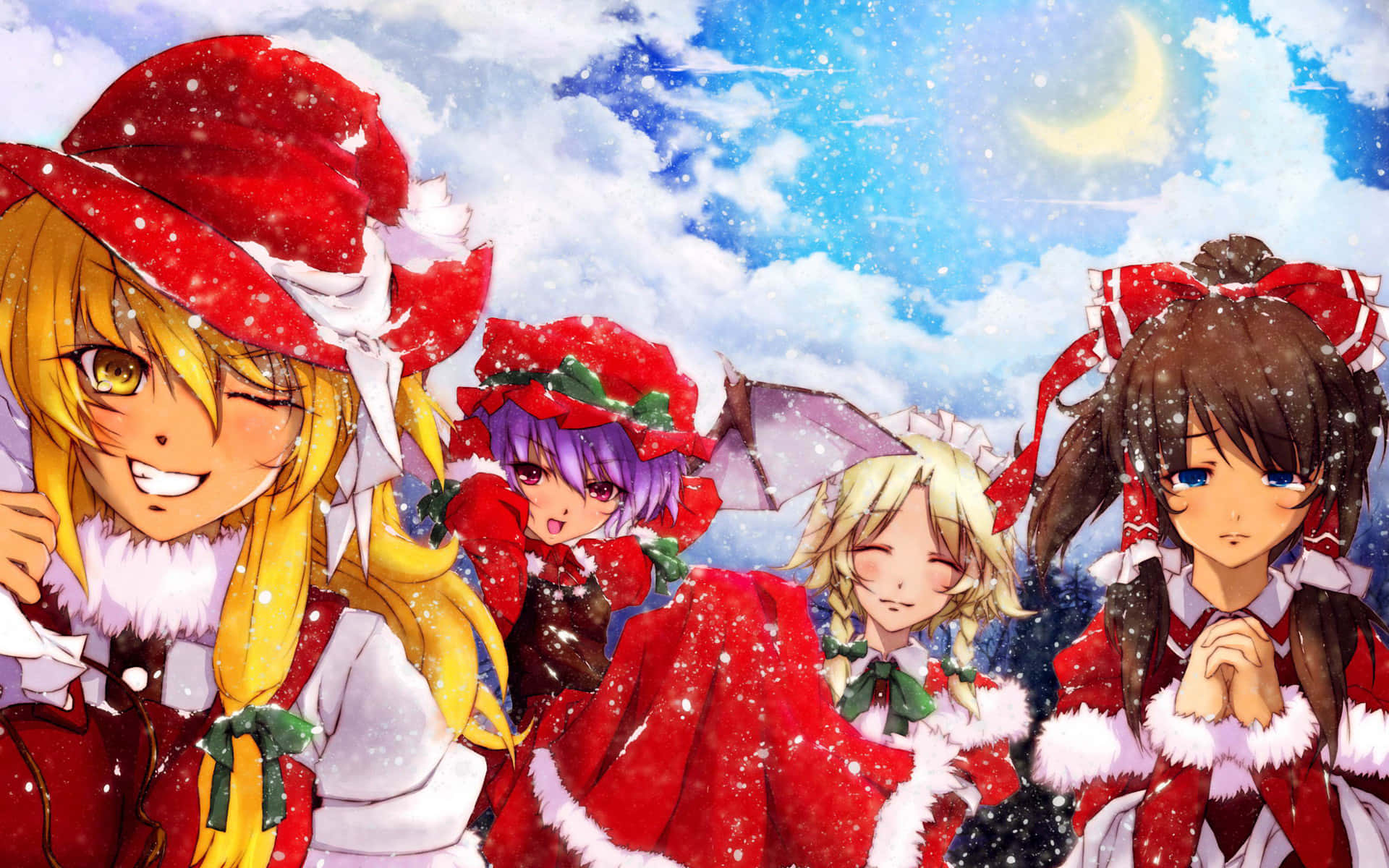 Firahelgerna Med Denna Festliga Anime Julbakgrund!