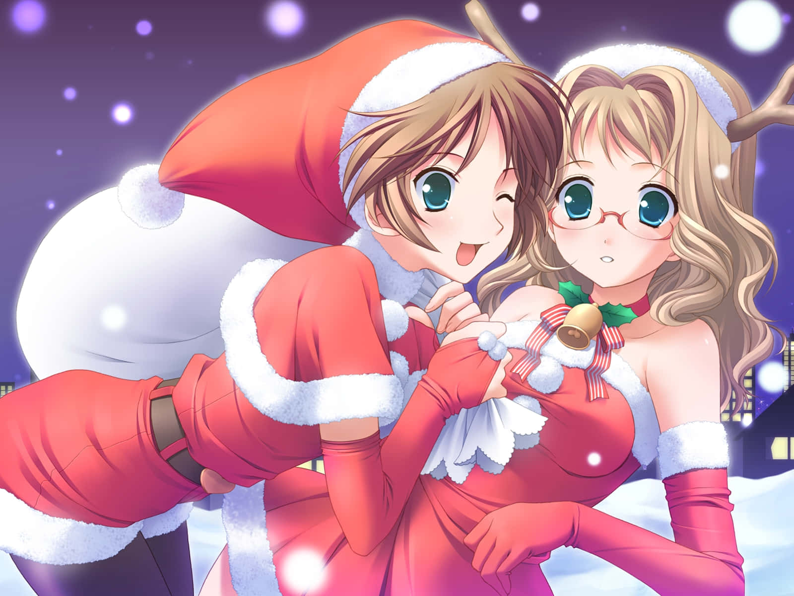 HD wallpaper: four female anime characters wallpaper, Christmas, anime  girls | Wallpaper Flare