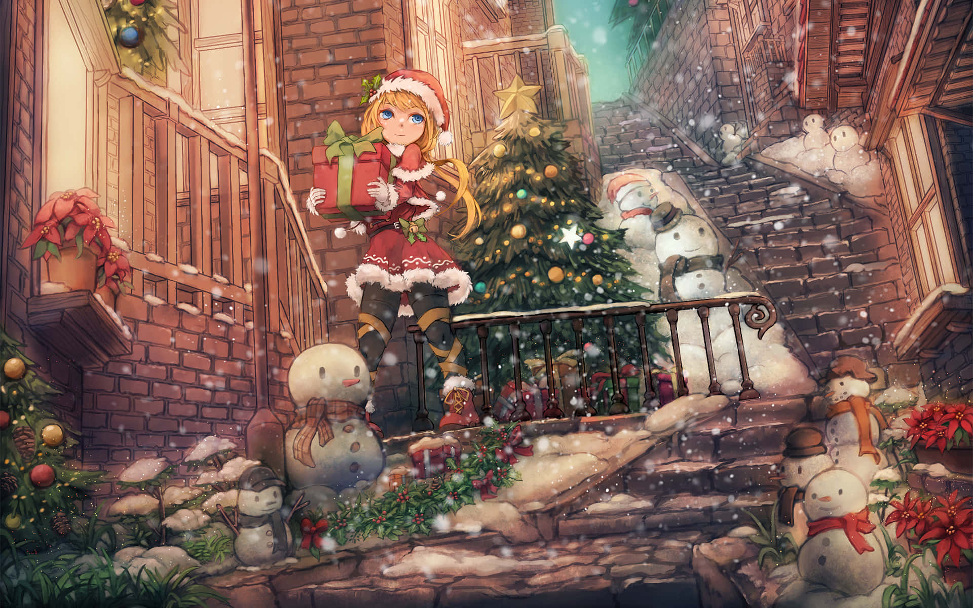 Feiernsie Weihnachten Im Magischen Anime-stil