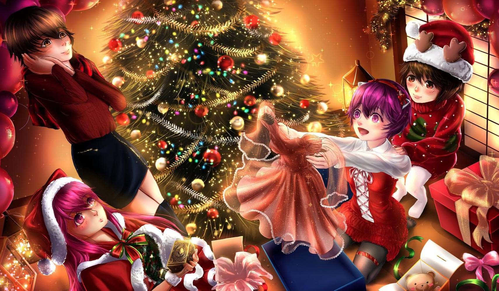 Anime Christmas Celebration Wallpaper