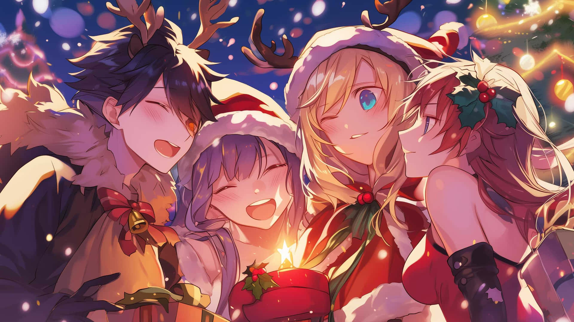 Anime Christmas Celebration Wallpaper
