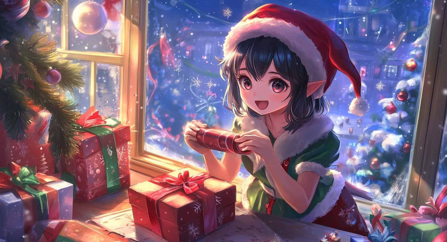 Anime Christmas Celebration Wallpaper