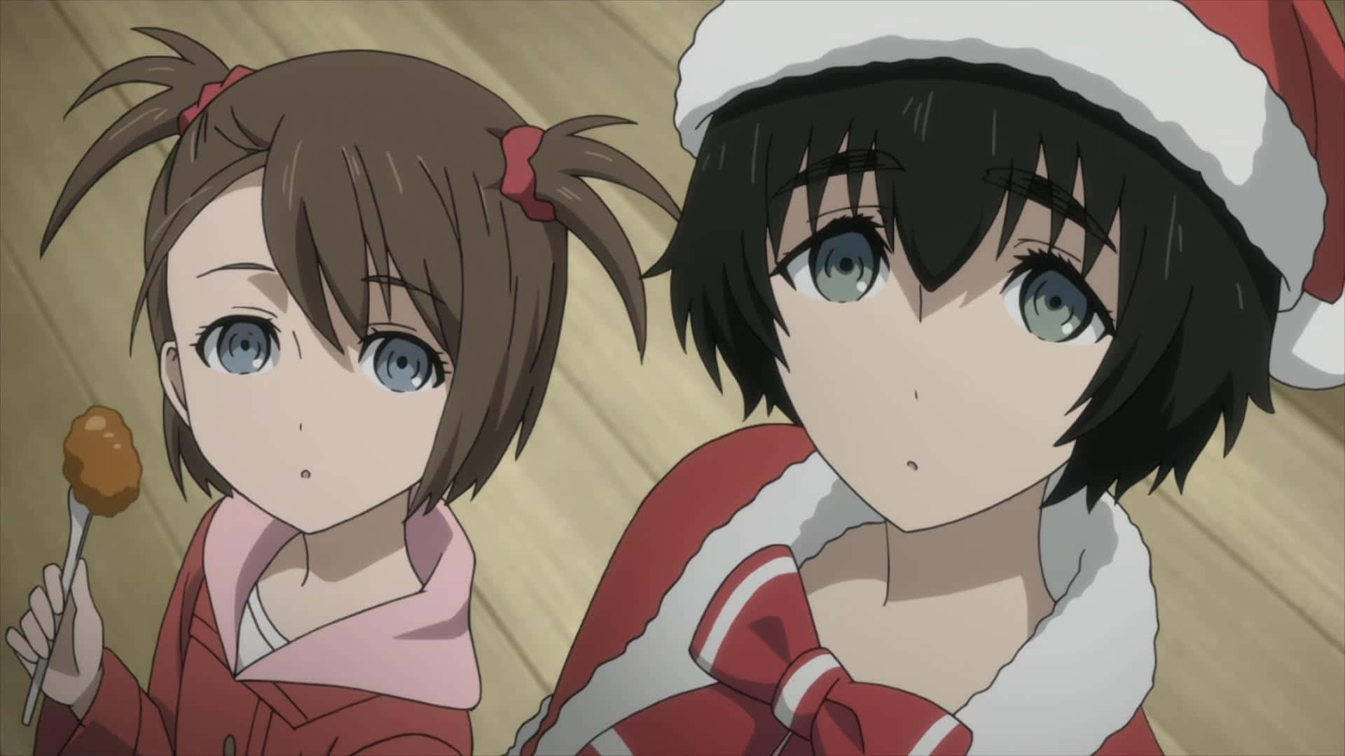 Anime Kerstkostuum Vrienden Achtergrond