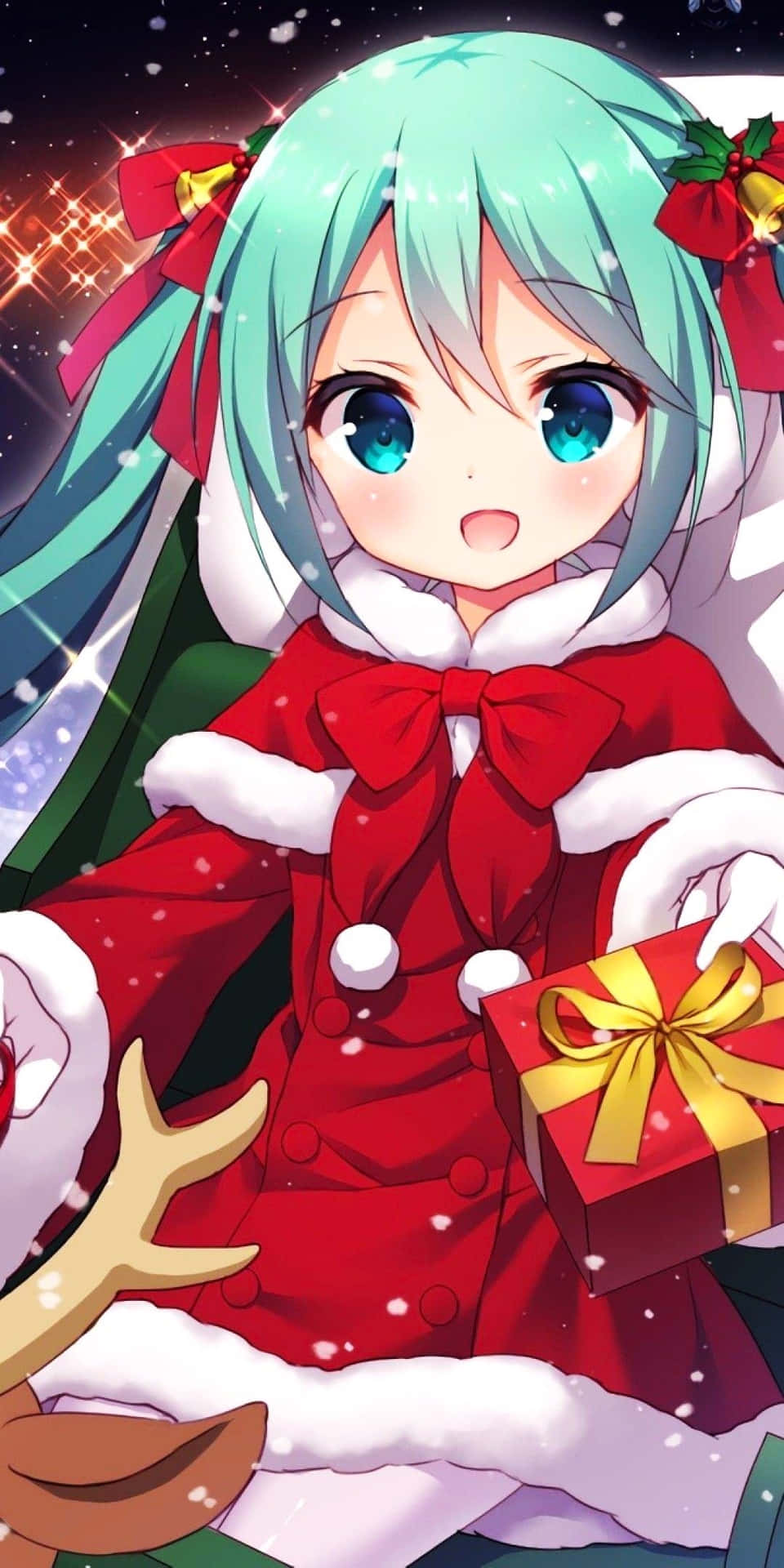 Anime Christmas Girl Gift Wallpaper