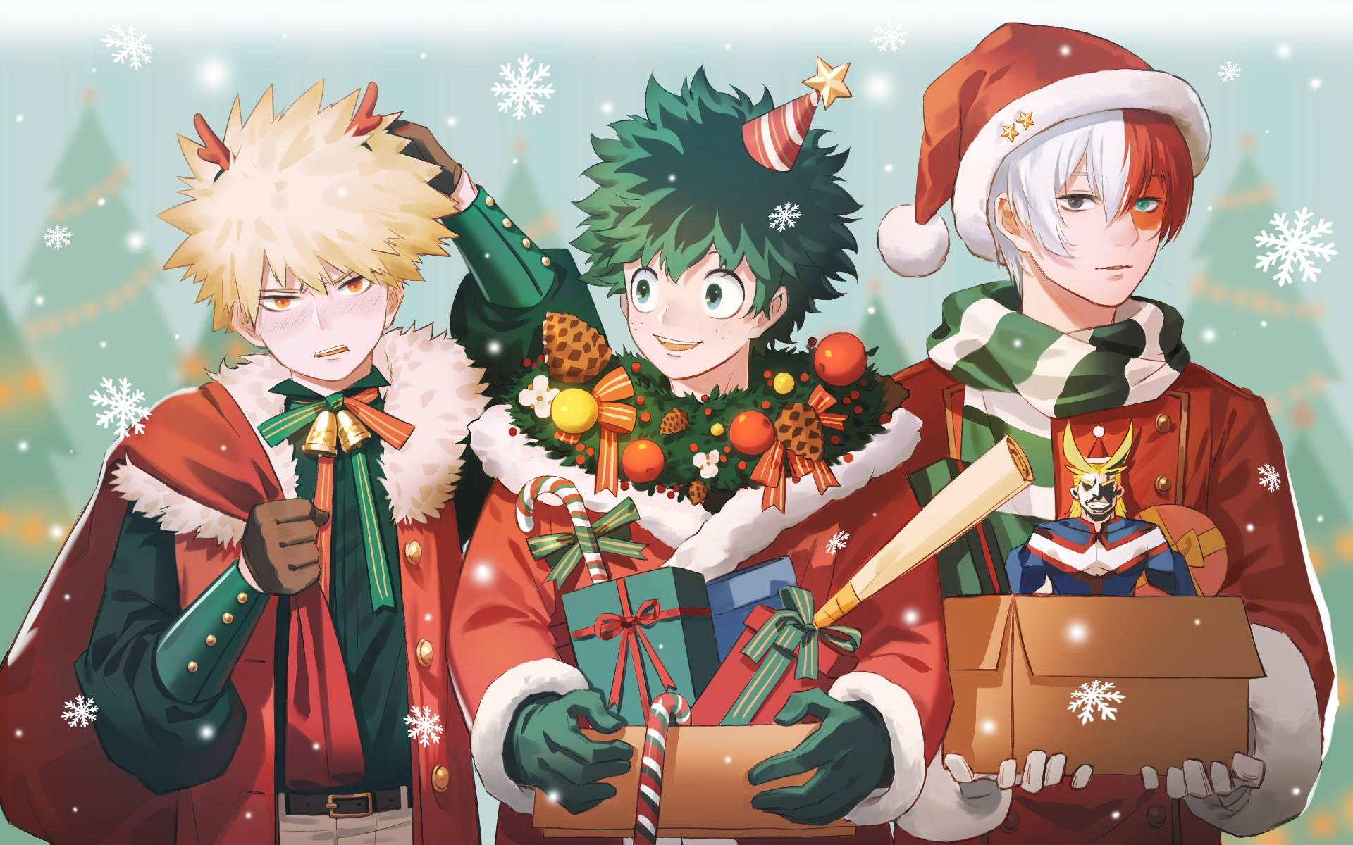 Download Anime Christmas My Hero Academia Boys Wallpaper 