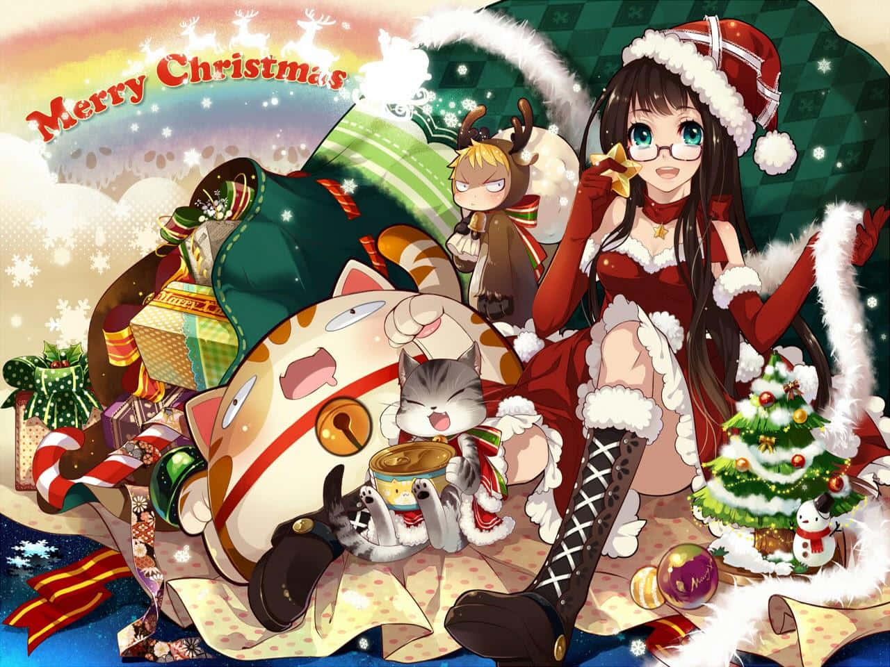 Ichwünsche Ihnen Ein Fröhliches Anime-weihnachten.