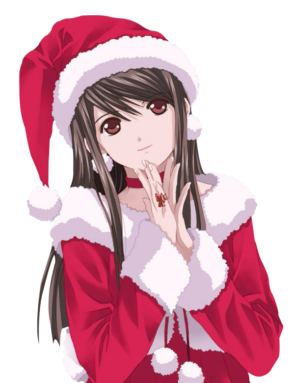 Anime Christmas Santa Costume Girl PNG