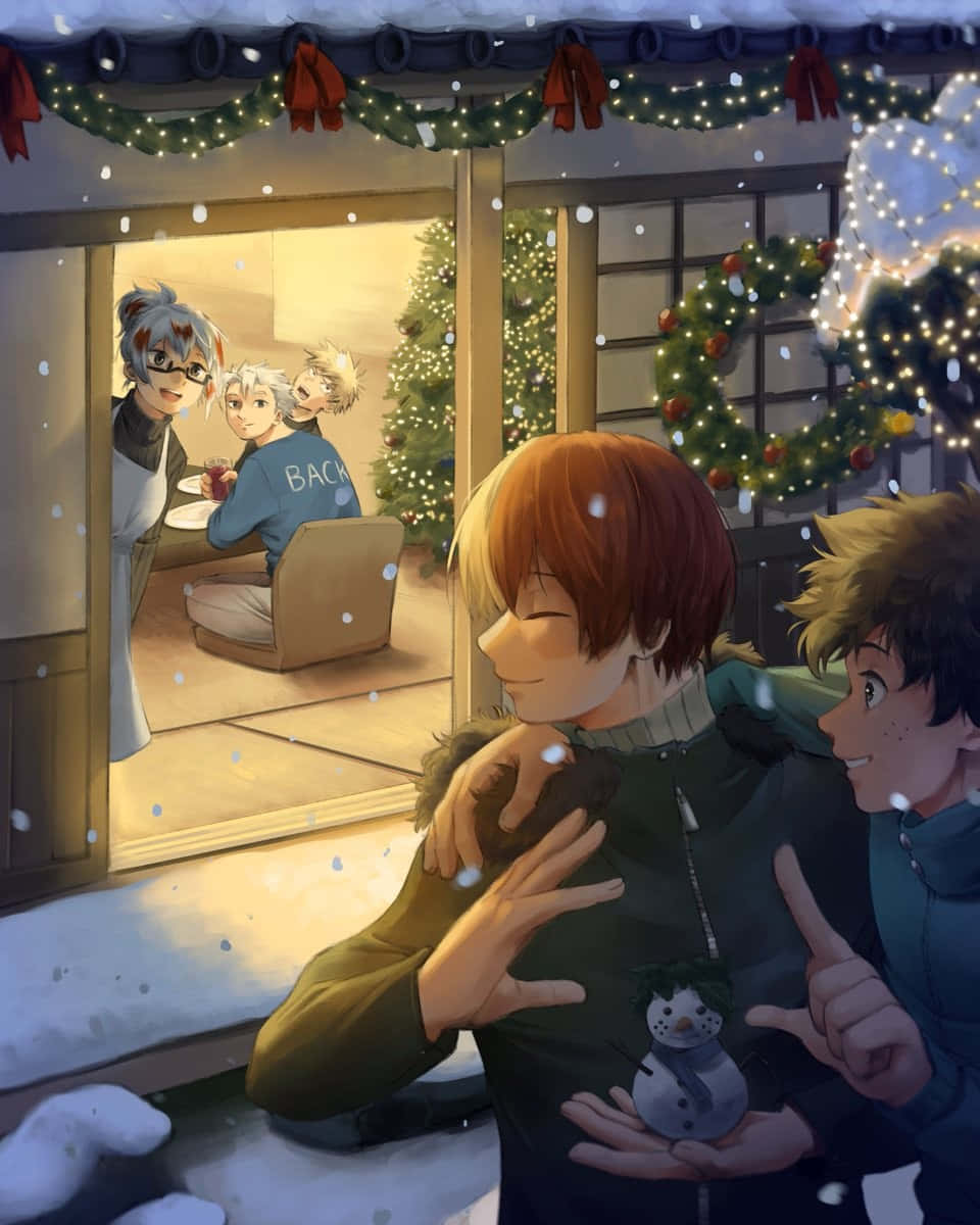 Anime Christmas Winter Gathering Wallpaper