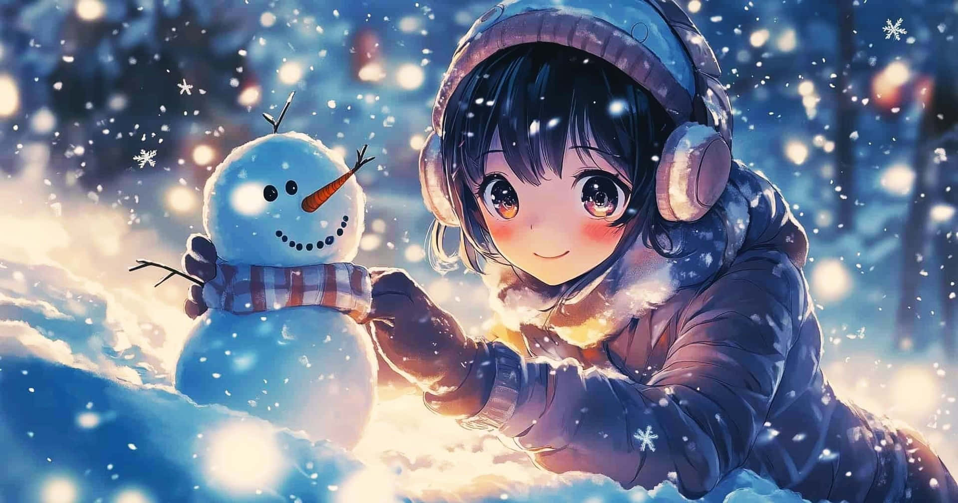 Anime Christmas Winter Scene Wallpaper