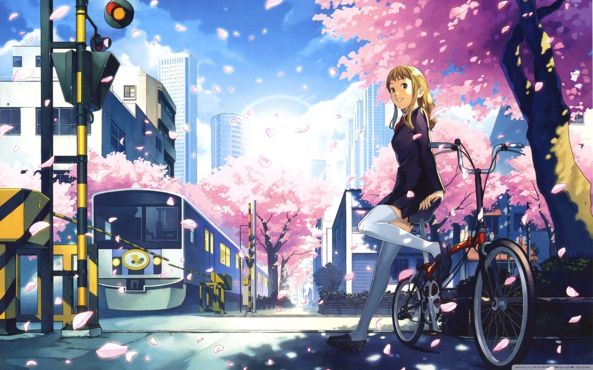 Feel the Vibrancy of a Flourishing Anime City Wallpaper