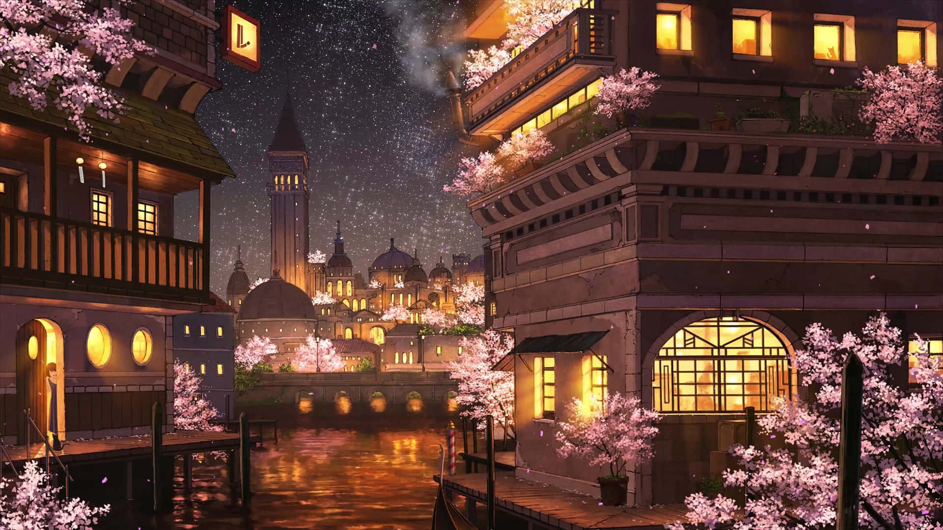 Upptäckden Fascinerande Skönheten I Anime City.