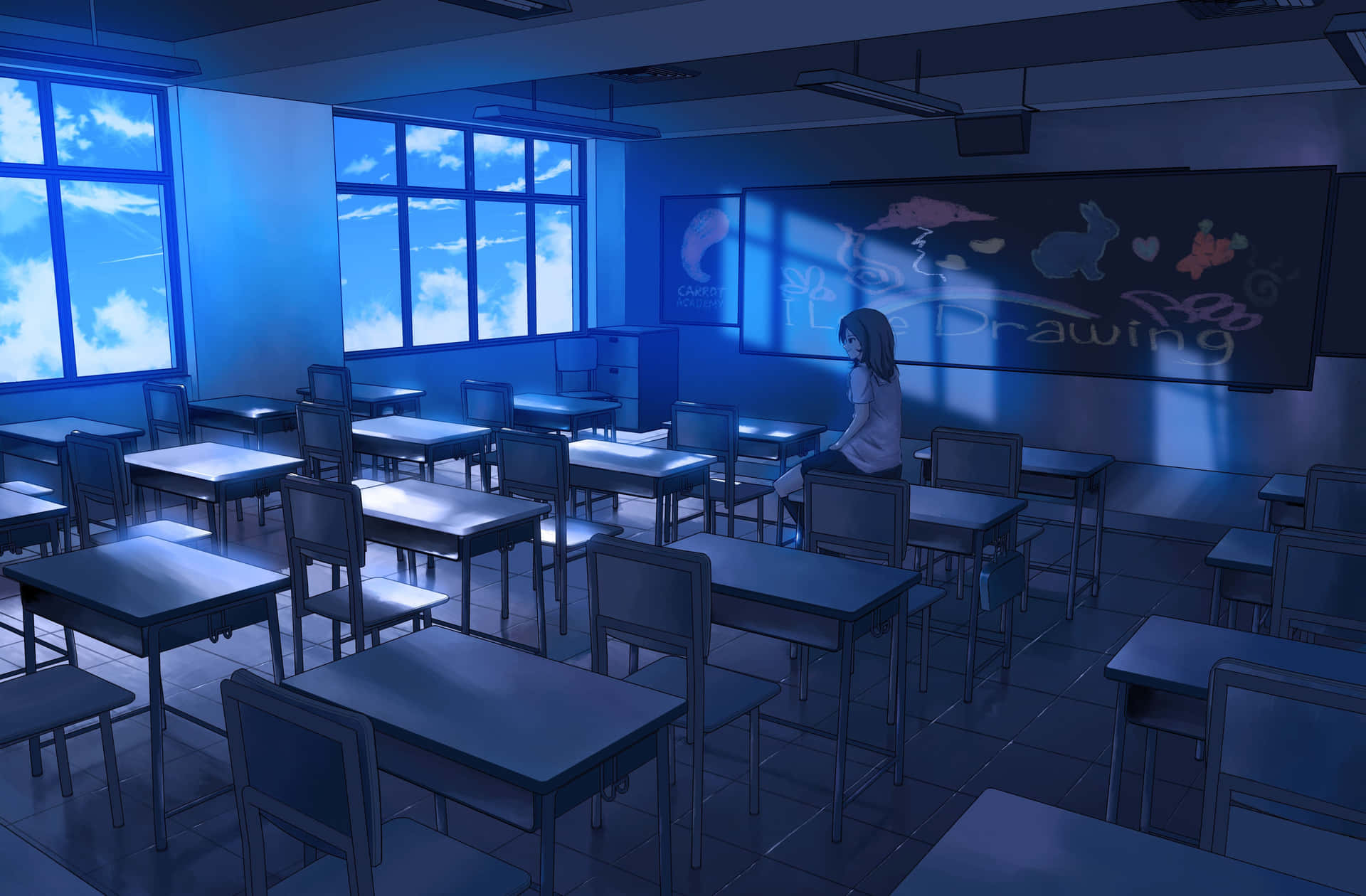 Dive into a world of Anime with this Anime Classroom background