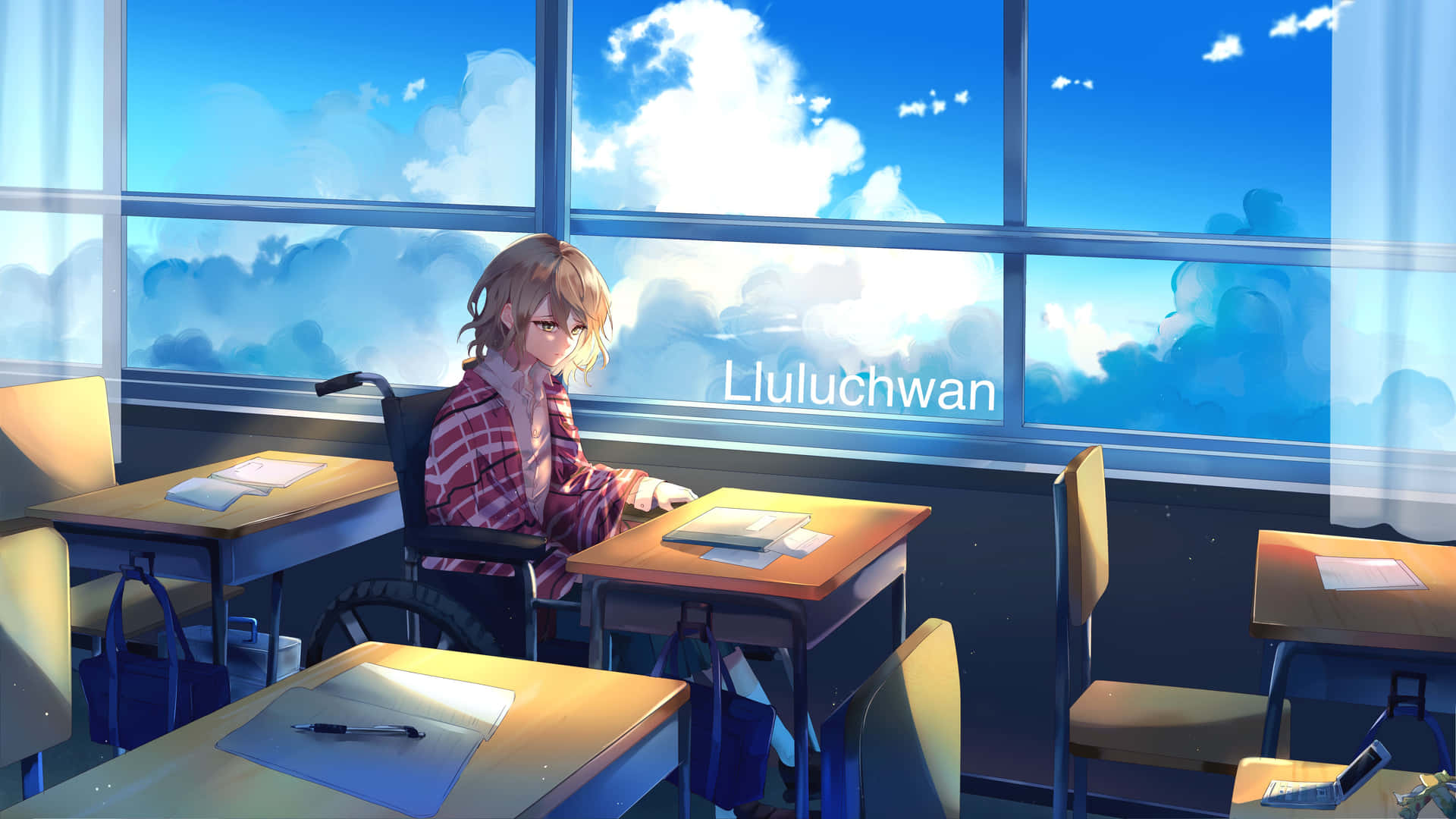 HD wallpaper: anime classroom, education, seat, school, learning, indoors