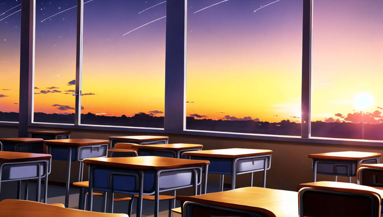 Anime Classroom Meteor Shower Wallpaper