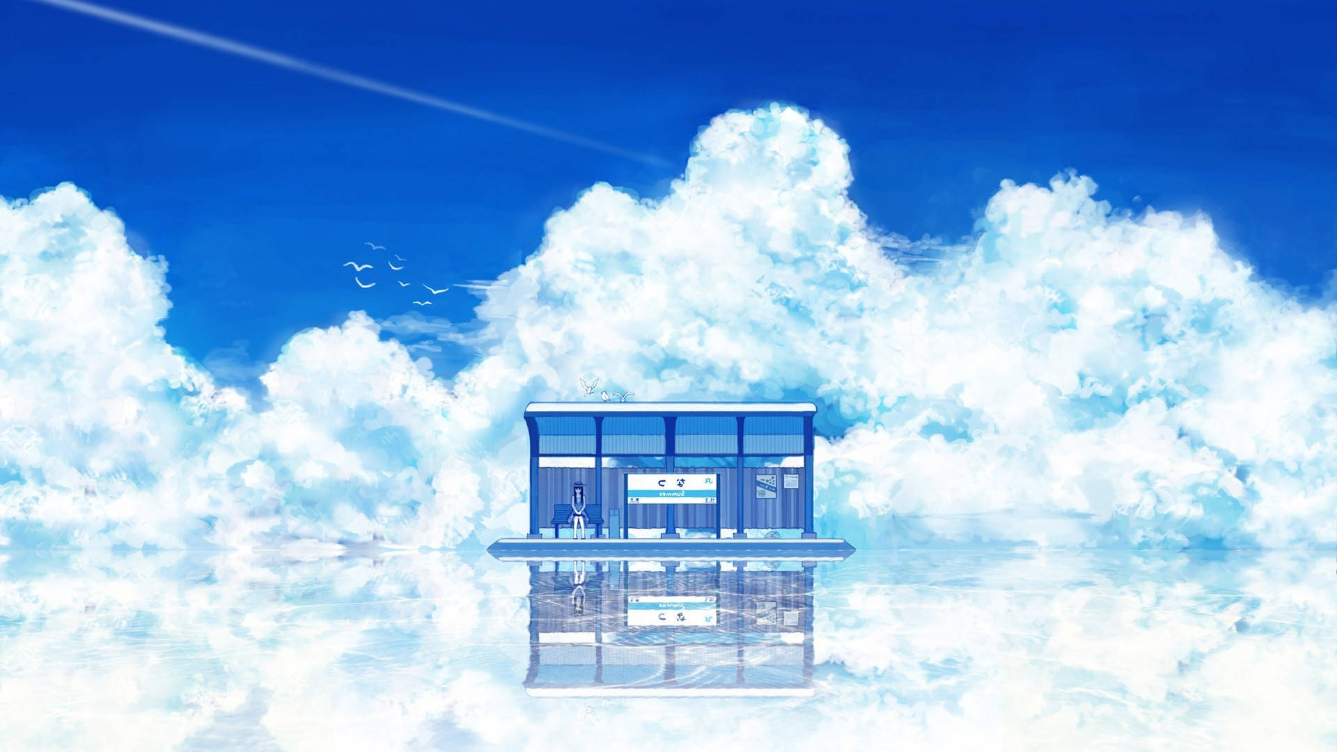 Anime Cloud Busstoppested Wallpaper