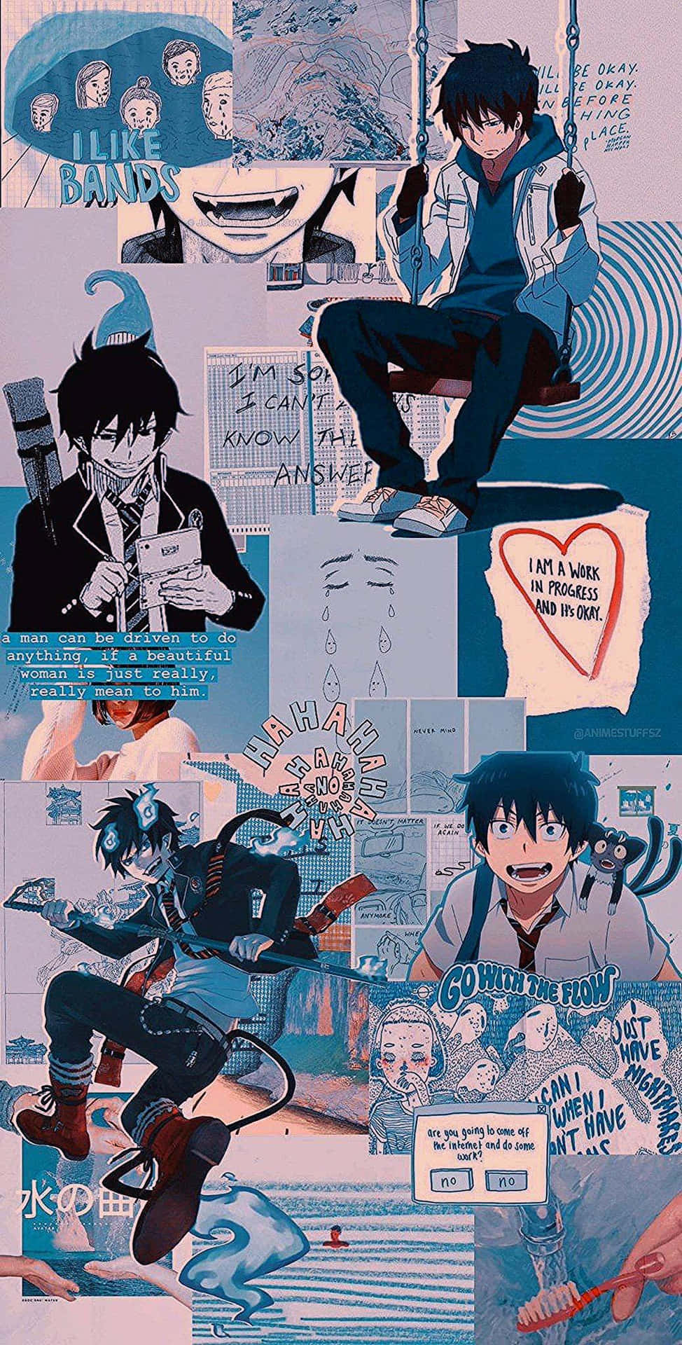 Unemocionante Collage De Anime. Fondo de pantalla