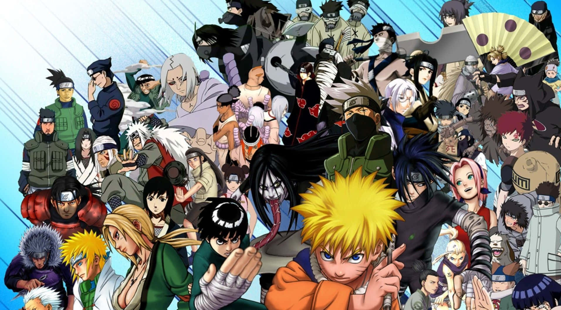Vibrant Anime Collage Showcasing Iconic Characters Wallpaper