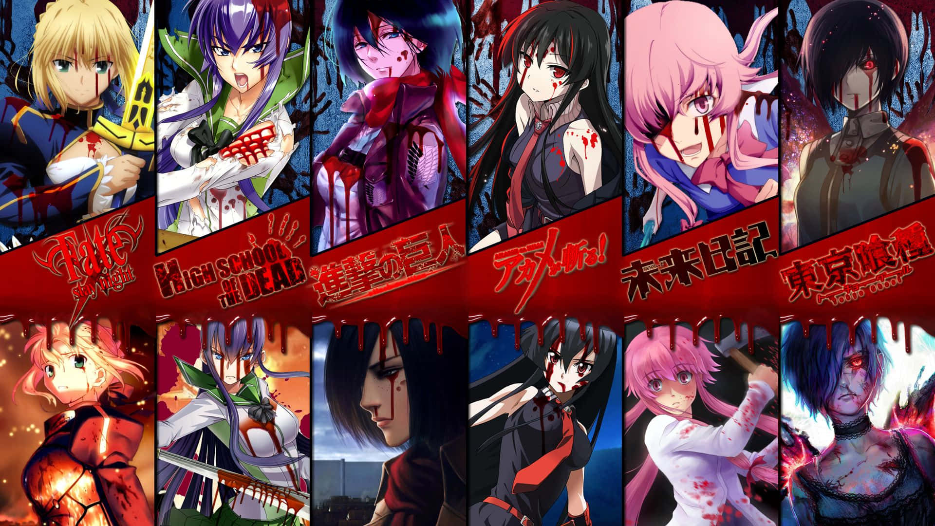 Collagede Anime Que Presenta Personajes Icónicos De Diversas Series. Fondo de pantalla