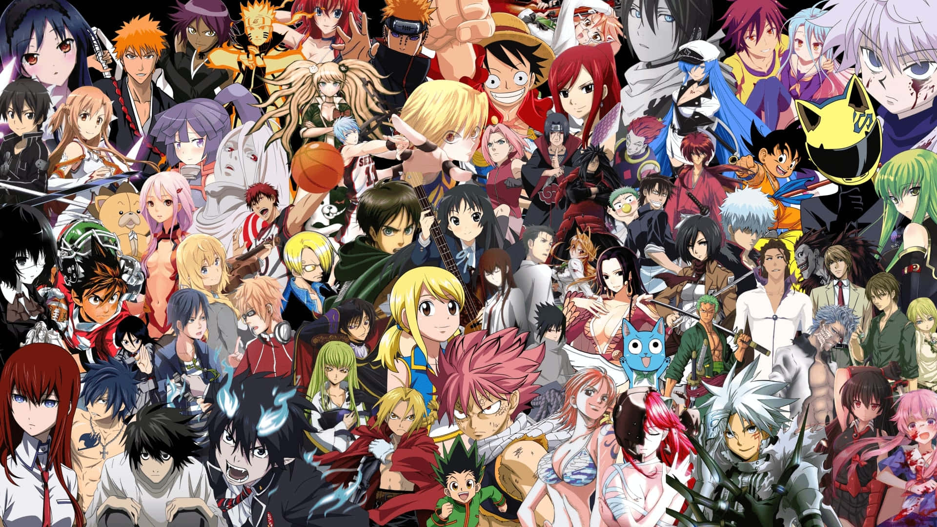 Exciting Anime Collage Showcasing Popular Characters Wallpaper