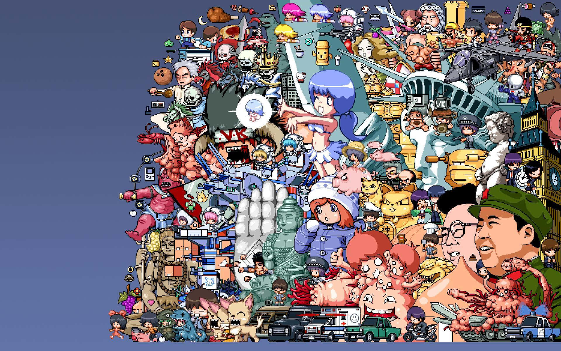 Epic Anime Collage of Popular Characters Wallpaper