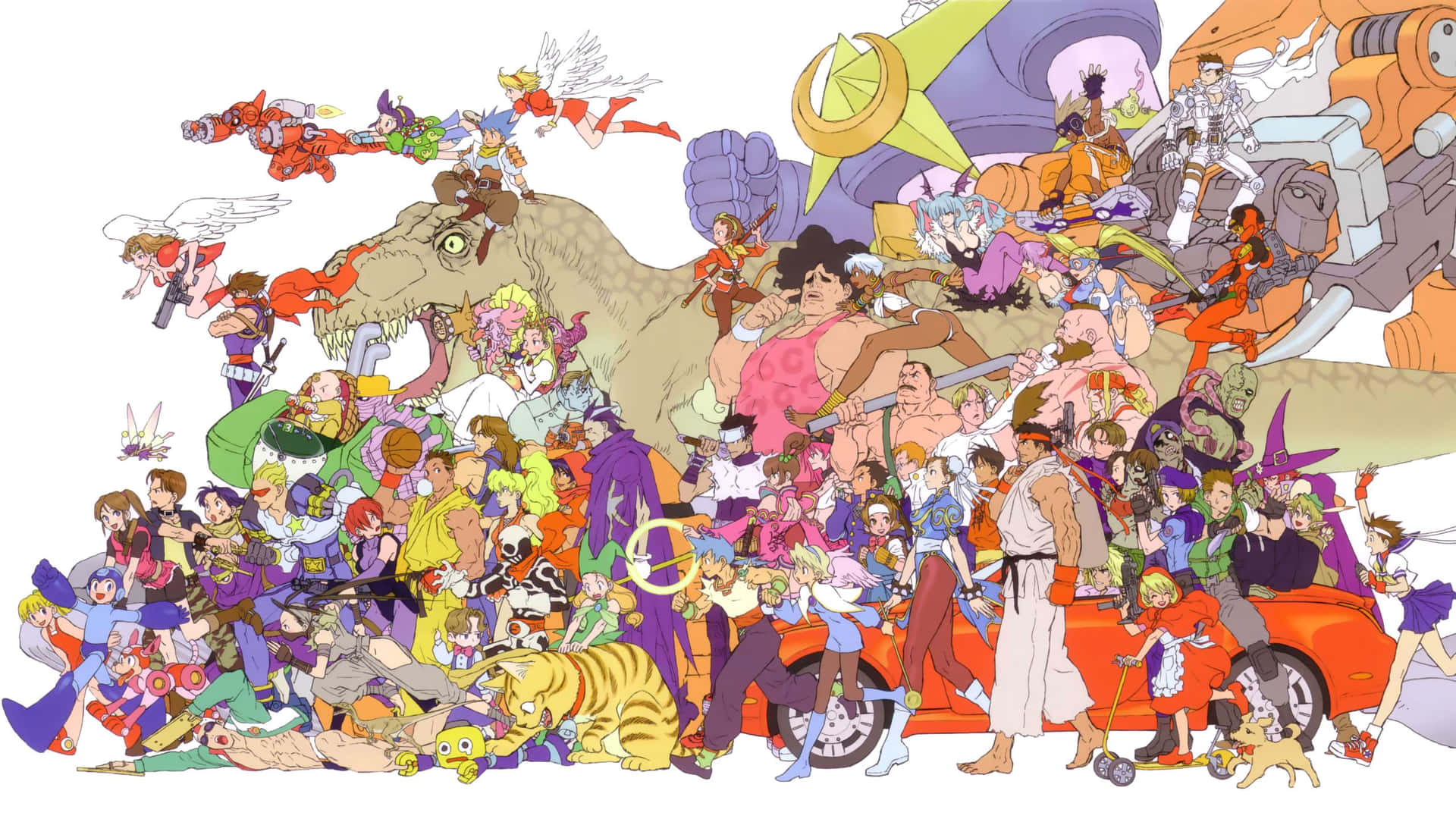 Exciting Anime Collage Showcasing Popular Characters Wallpaper