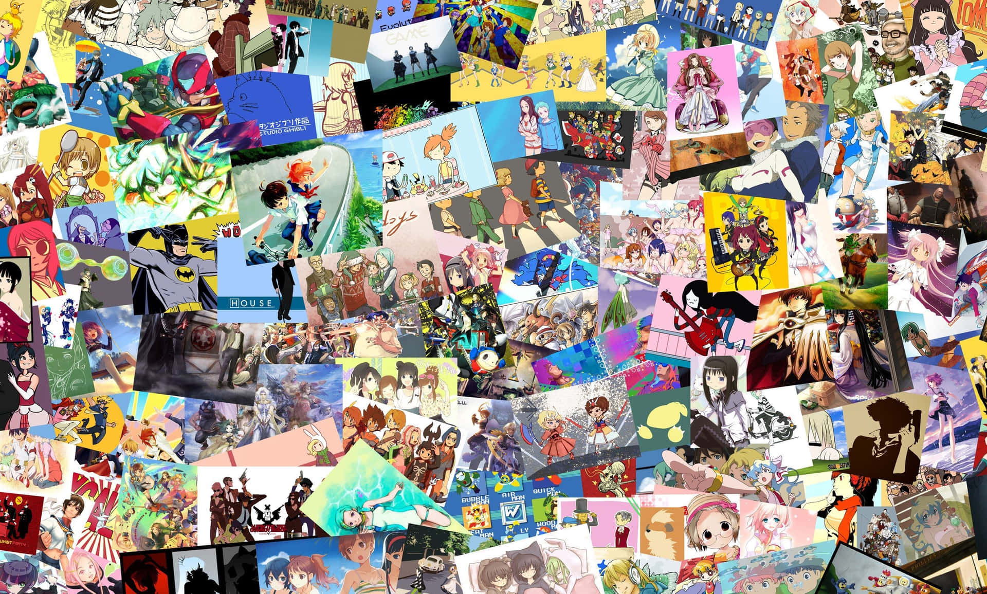 Unimpresionante Collage De Anime Que Muestra Personajes Populares. Fondo de pantalla