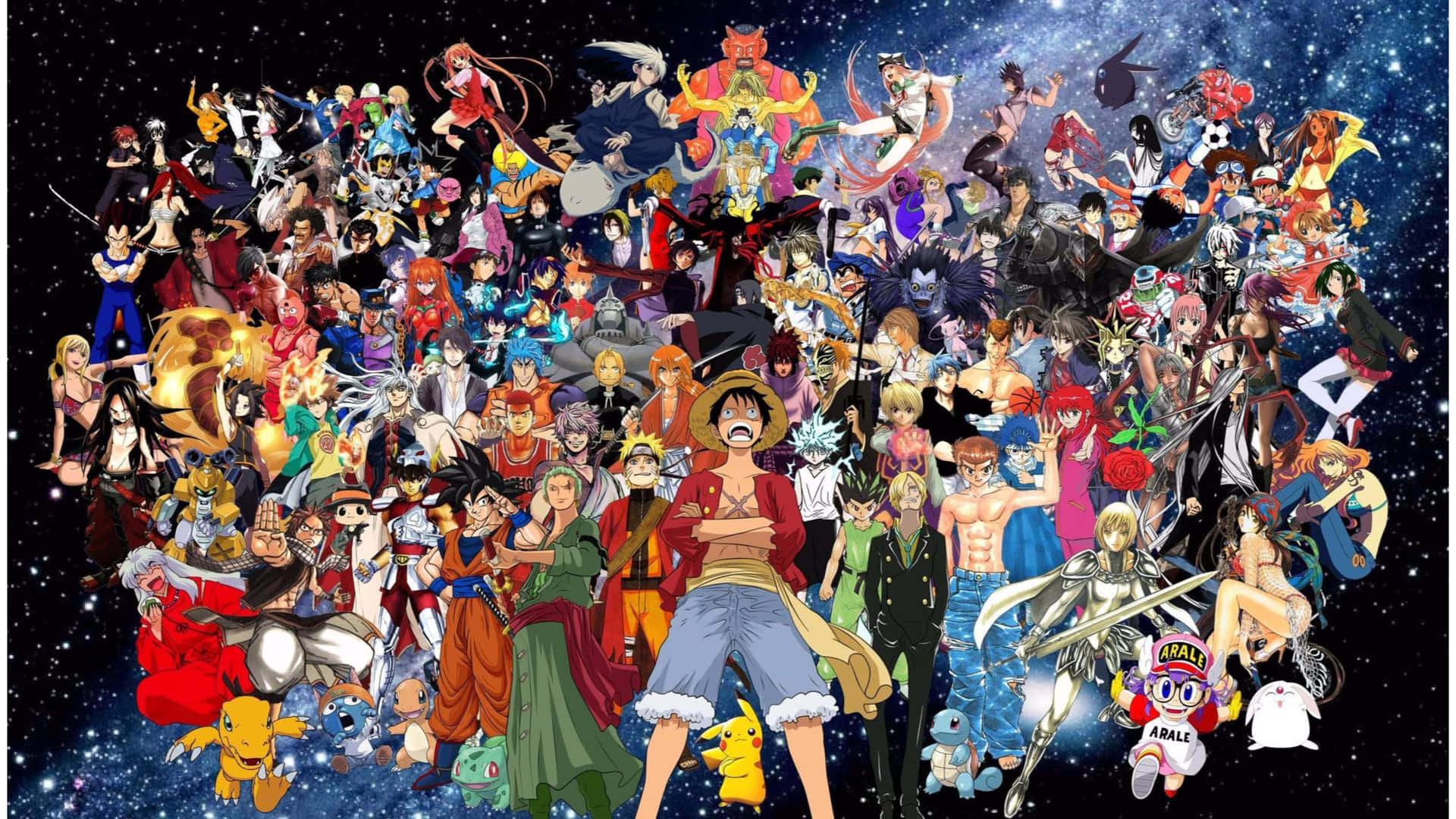 Unimpresionante Collage De Anime Con Varios Personajes De Anime. Fondo de pantalla