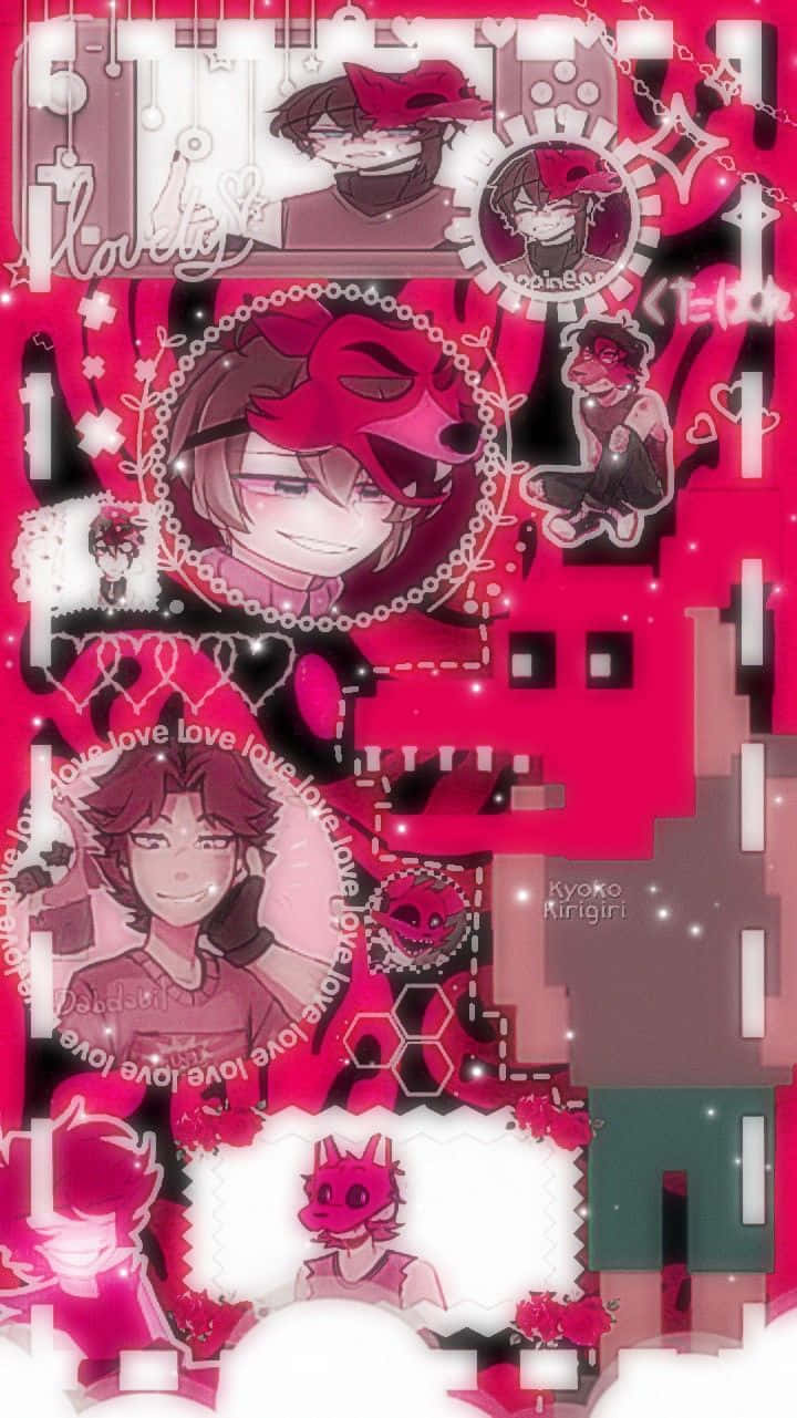 Anime Collage Esthetisch Roze Thema Achtergrond