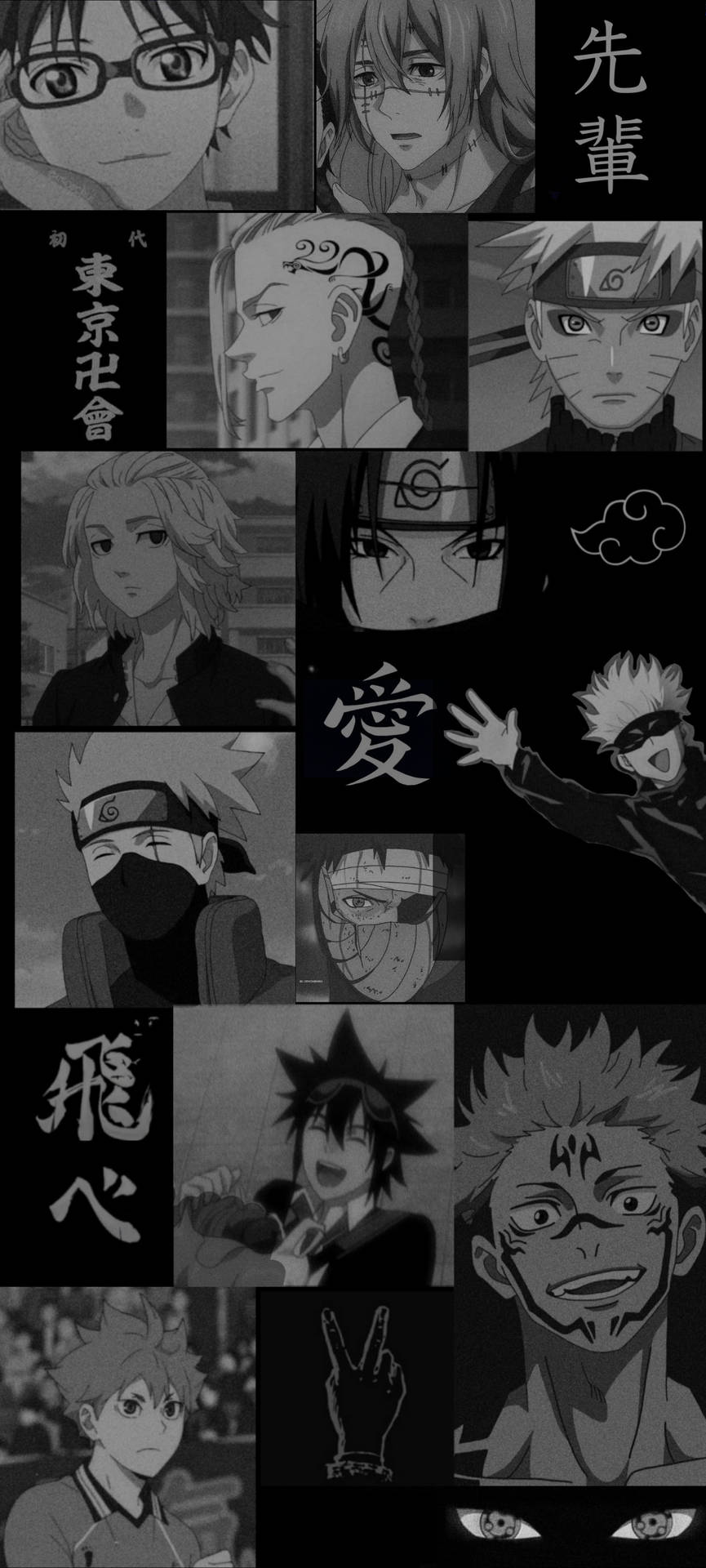 Download Anime Collage Black And White Pfp Wallpaper 