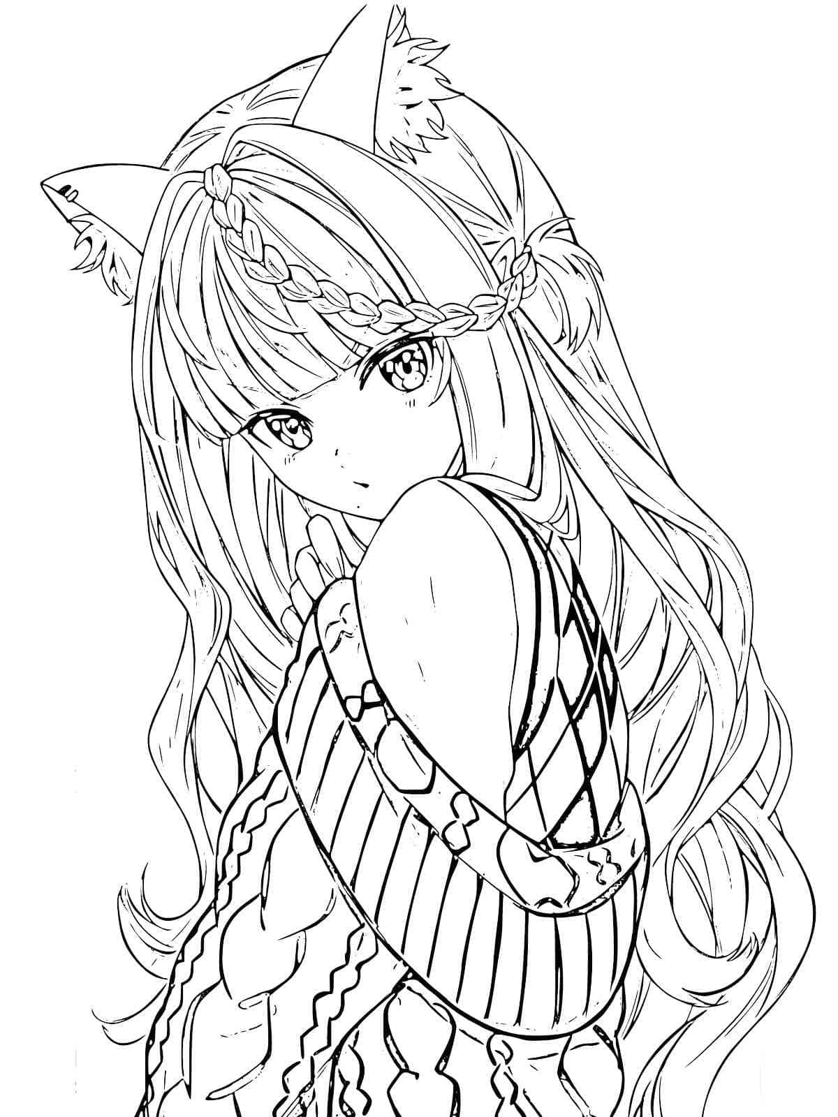 Cute Anime Girls Coloring Pages  Coloring Home