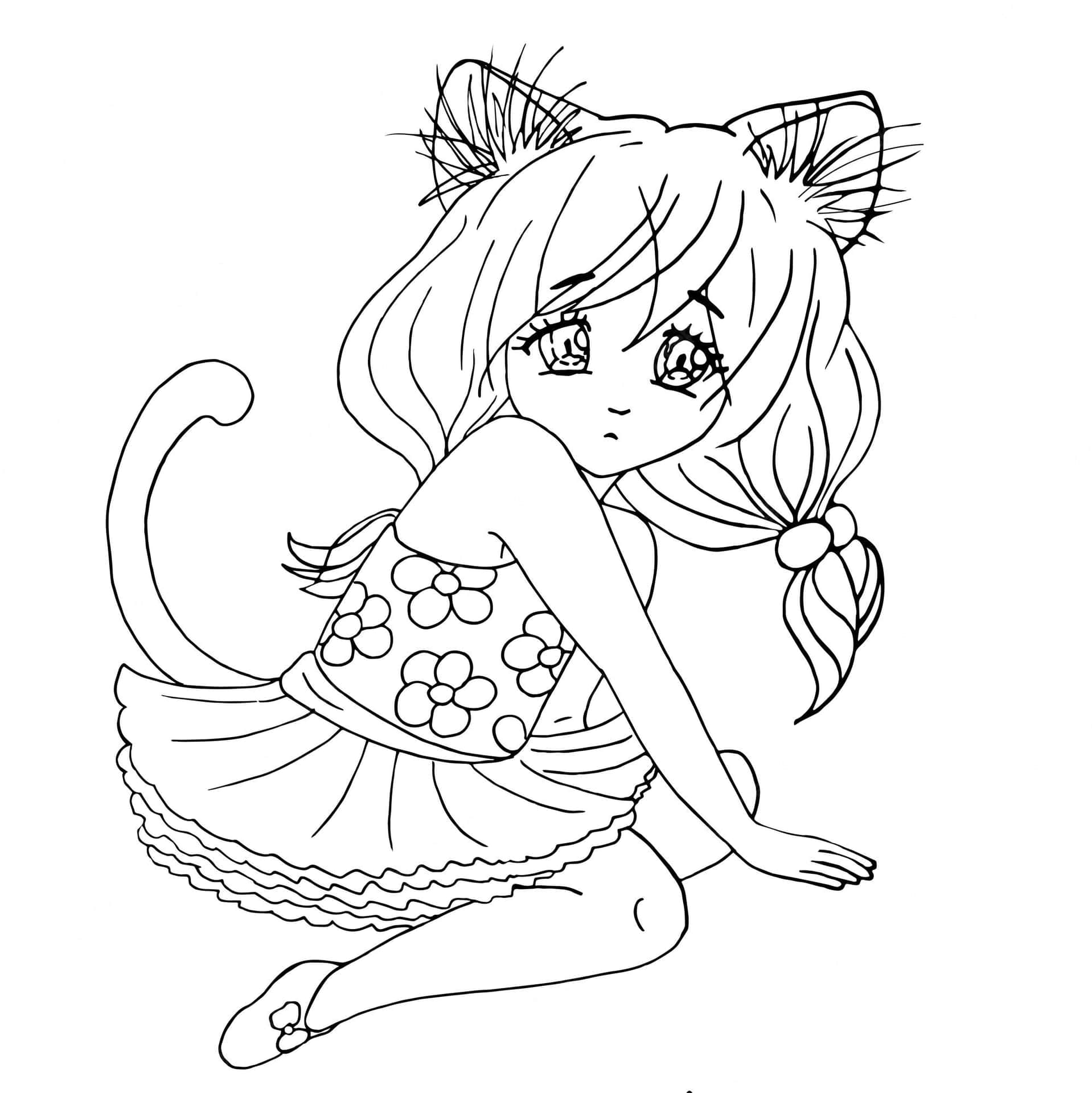 Cat Girl coloring page  Free Printable Coloring Pages