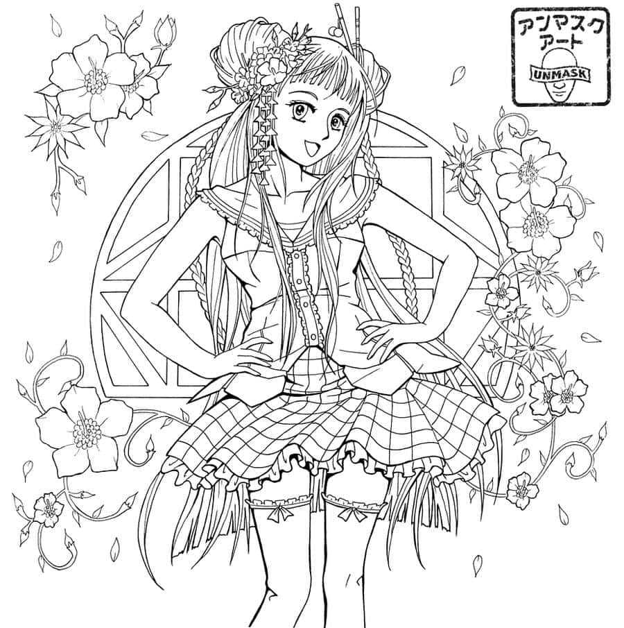 Fun and vibrant anime coloring page