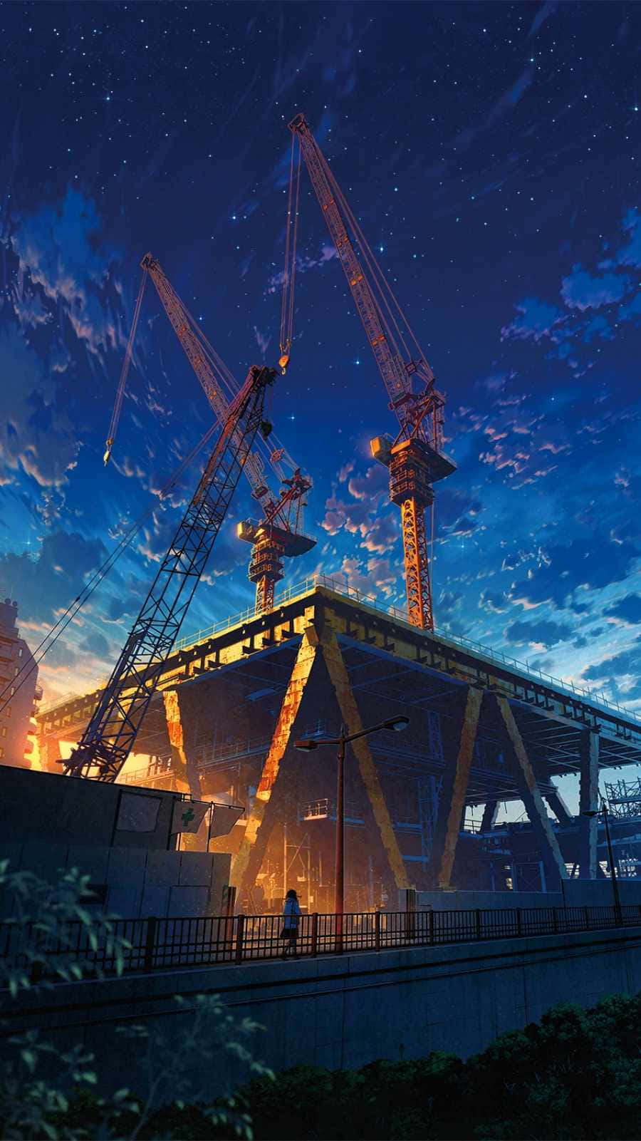 Anime Construction Building Wallpaper