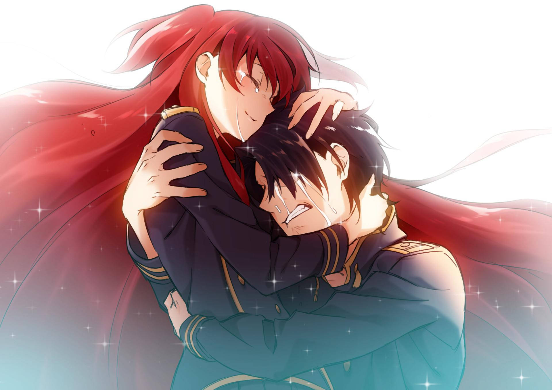 Download Anime Couple Hug Crying Wallpaper 